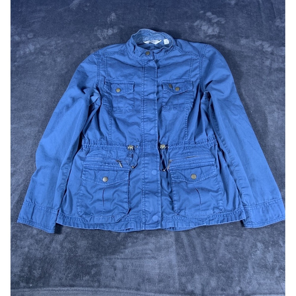 LL Bean Cotton Utility Zip Up Jacket Blue Women's Size Small